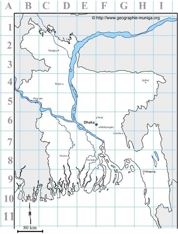 Carte du Bangladesh avec grille - Jacques MUNIGA