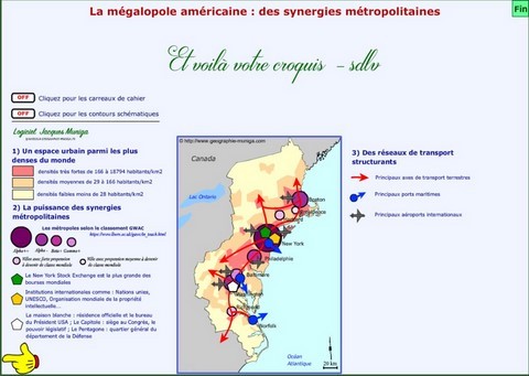 La métropolisation : un processus mondial différencié - Sujet : La mégalopole américaine : des synergies métropolitaines - Jacques MUNIGA 