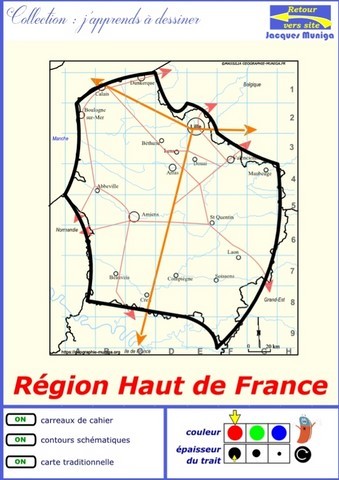 dessiner la région Hauts de France ou  la région Hauts de France au bout du doigt