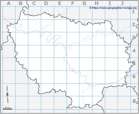 Carte de la région Île de France avec grille - Jacques MUNIGA