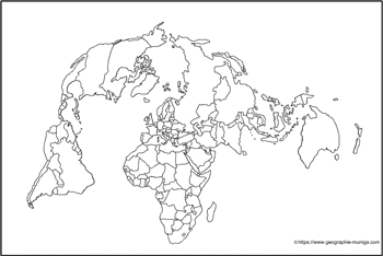 Carte du monde vu du pôle - Jacques MUNIGA