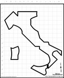 Fond de carte schématique de l'Italie avec grille par Jacques MUNIGA