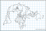 Carte du monde vu du pôle - Jacques MUNIGA