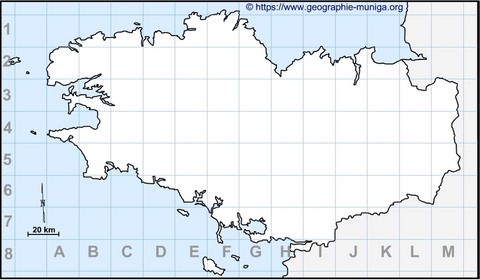 Carte de la région Bretagne avec grille - Jacques MUNIGA
