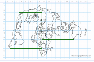 Carte du monde vu du pôle schématique - Jacques MUNIGA