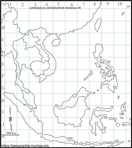 Carte de la mer de Chine méridionale avec grille - Jacques MUNIGA