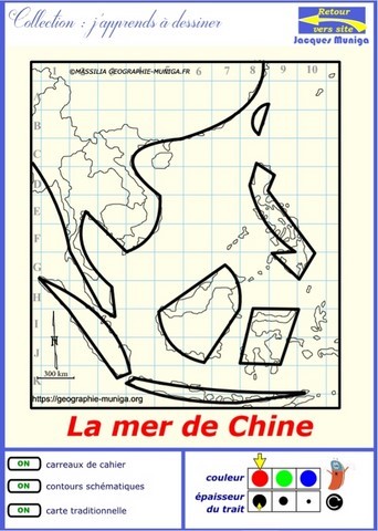 dessiner la mer de Chine ou  la mer de Chine au bout du doigt