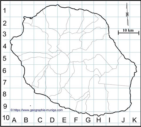 Carte de l'île de la Réunion - Jacques MUNIGA