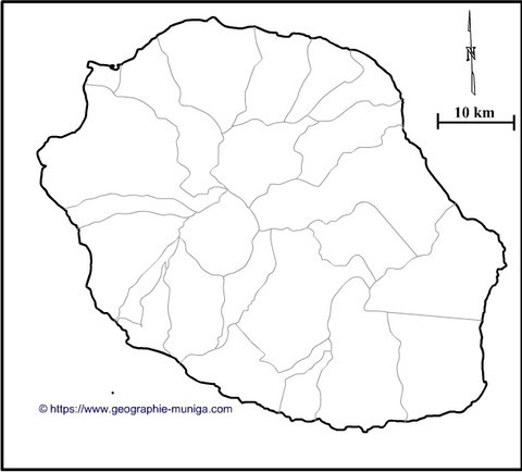 Carte de l'île de la Réunion - Jacques MUNIGA
