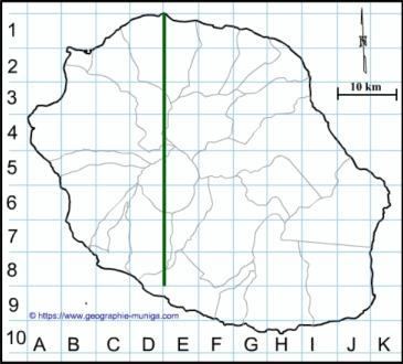 Carte de l'île de la Réunion schématique - Jacques MUNIGA