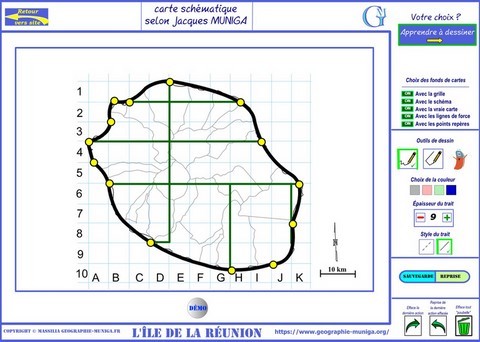 Je dessine l'ïle de la Réunion schématique