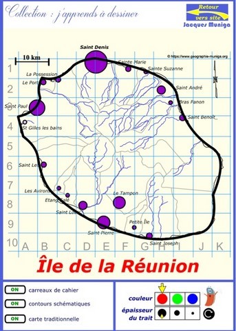 dessiner l'Île de la Réunion ou  l'Île de la Réunion au bout du doigt